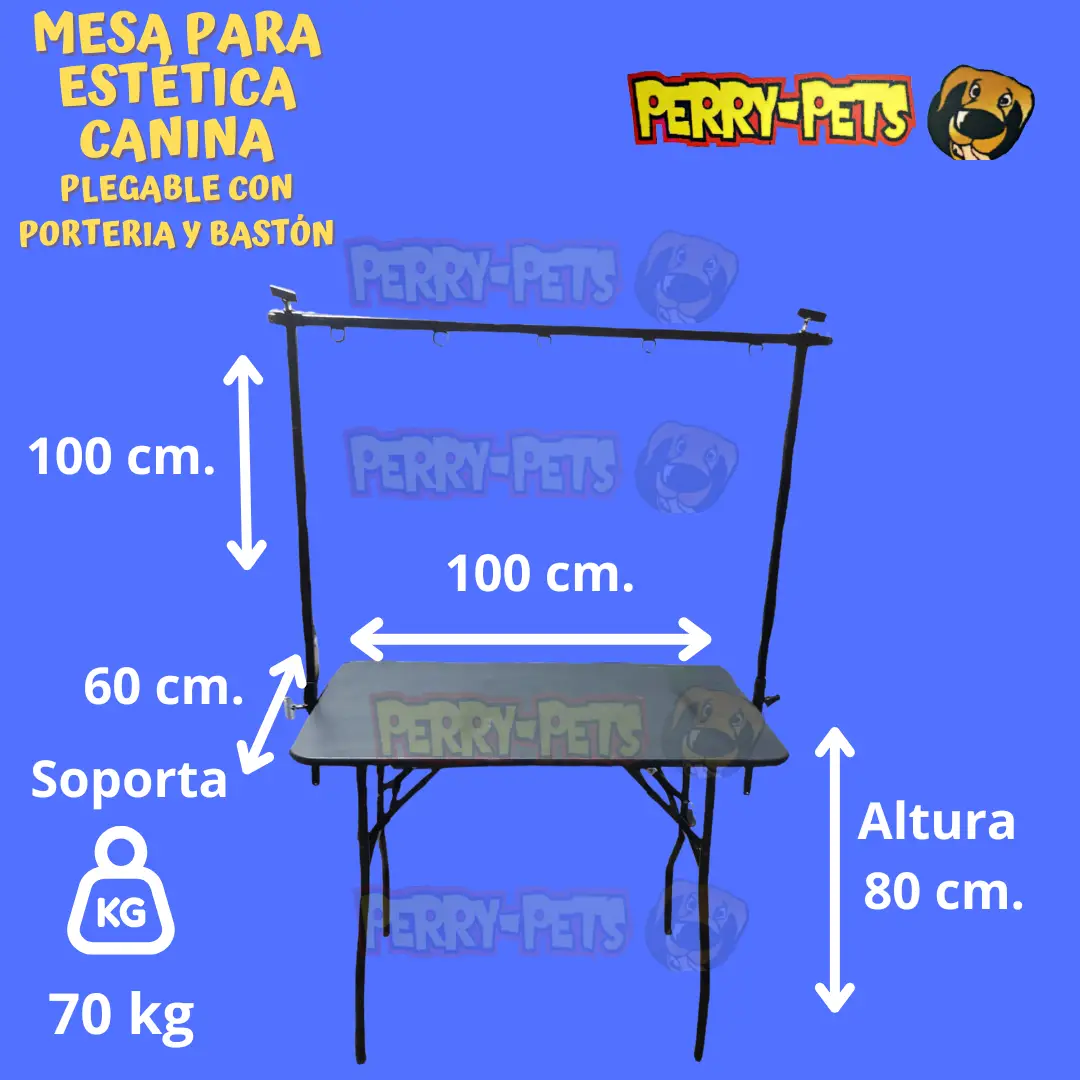 Mesa Para Estética Canina plegable con portería y bastón